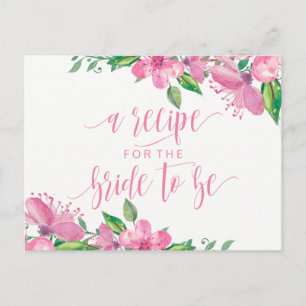 Postale Carte de recette de douche de mariage florale aqua