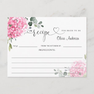 Postale Carte de recette de douche de mariée à l'hydrangea