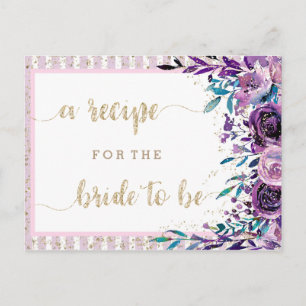Postale Carte de recette de douche de mariée au champagne
