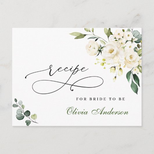 Postale Carte de recette de douche de mariée aux roses bla (Devant)