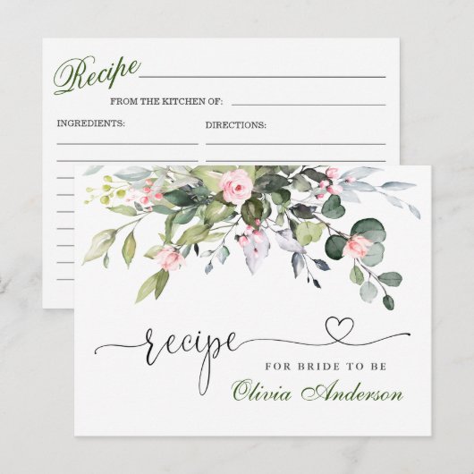 Postale Carte de recette de douche de mariée élégante Euca (Devant / Derrière)