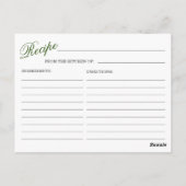 Postale Carte de recette de douche de mariée élégante Euca (Dos)