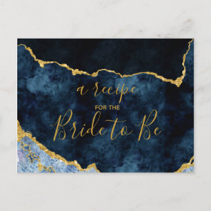Postale Carte de recette de douche de mariée en bleu marin