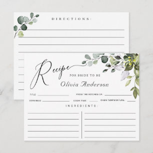 Postale Carte de recette de douche nuptiale à l'eucalyptus