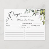 Postale Carte de recette de douche nuptiale à l'eucalyptus (Devant)