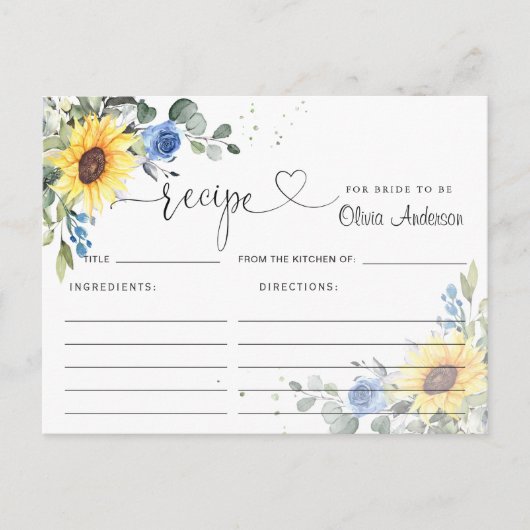 Postale Carte de recette de douche nuptiale d'eucalyptus é (Devant)