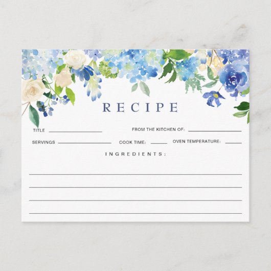 Postale Carte de recette de douche nuptiale florale Hydran (Devant)