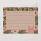 Postale Carte de recette de Fête de Mariage Florale Élégan (Dos)