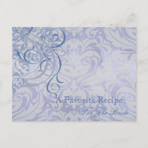 Postale Carte de recette de Fête des mariées bleue Rococo
