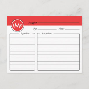 Postale Carte de recette de Fête des mariées de monogramme