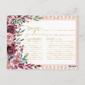 Postale Carte de recette de Fête des mariées de rayures de (Dos)