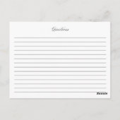 Postale Carte de recette de Fête des mariées de script élé (Dos)