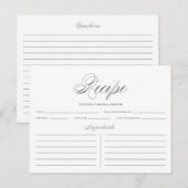 Postale Carte de recette de Fête des mariées de script élé (Devant / Derrière)