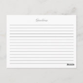 Postale Carte de recette de Fête des mariées de script élé (Dos)