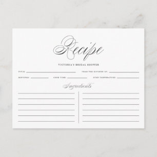 Postale Carte de recette de Fête des mariées de script élé