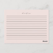 Postale Carte de recette de Fête des mariées de script min (Dos)