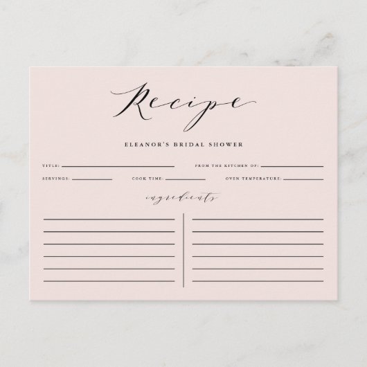 Postale Carte de recette de Fête des mariées de script min (Devant)