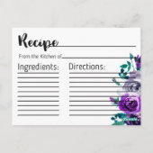 Postale Carte de recette de Fête des mariées florale à la  (Dos)