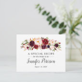 Postale Carte de recette de Fête des mariées florale Boho (Debout devant)