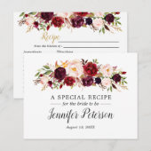 Postale Carte de recette de Fête des mariées florale Boho (Devant / Derrière)