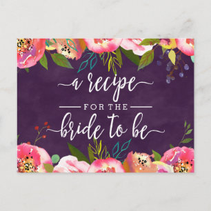 Postale Carte de recette de Fête des mariées florale chic 