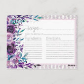 Postale Carte de recette de Fête des mariées florale et ar (Dos)