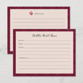 Postale Carte de recette de Fête des mariées florale Vinta (Devant / Derrière)