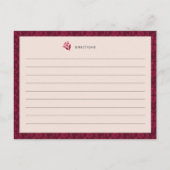 Postale Carte de recette de Fête des mariées florale Vinta (Dos)