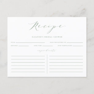 Postale Carte de recette de Fête des mariées minimaliste v