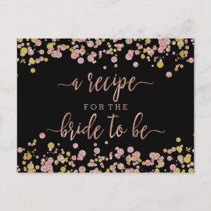 Postale Carte de recette de Fête des mariées or Confetti R