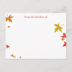 Postale Carte de recette de feuilles tombantes (demande pe
