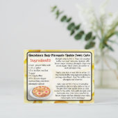 Postale Carte de recette de gâteau à l'envers pour ananas  (Debout devant)