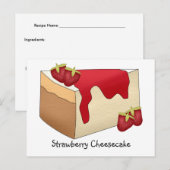 Postale Carte de recette de gâteau au fromage et fraise (Devant / Derrière)