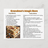 Postale Carte de recette de la barre de biscuits à base de (Devant)