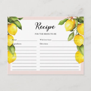 Postale Carte de recette de la douche nuptiale Citrus citr