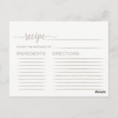 Postale Carte de recette de la mariée du ciel céleste de n (Dos)