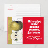 Postale Carte de recette de livre de cuisine de cuisson de (Devant / Derrière)