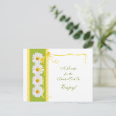 Postale Carte de recette de marguerite jaune verte pour la (Debout devant)