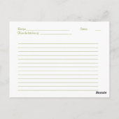 Postale Carte de recette de marguerite jaune verte pour la (Dos)