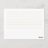 Postale Carte de recette de mariage à calligraphie dorée r (Dos)