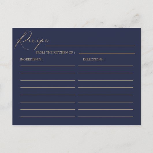 Postale Carte de recette de mariage à calligraphie dorée r (Devant)