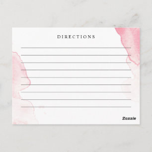 Postale Carte de recette de mariage à l'aquarelle rose blu