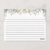 Postale Carte de recette de mariage bohème florale blanche (Dos)