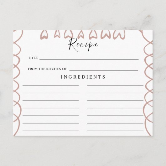 Postale Carte de recette de mariage coeur (Devant)
