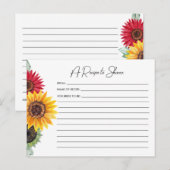 Postale Carte de recette de mariage de tournesols (Devant / Derrière)