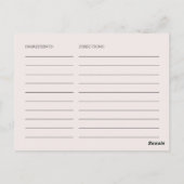 Postale Carte de recette de mariage élégante à l'aquarelle (Dos)