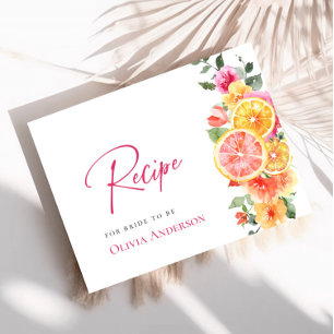 Postale Carte de recette de mariage Fleurs Citron Festives