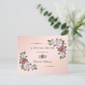 Postale Carte de recette de mariage floral or rose blush (Debout devant)