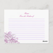 Postale Carte de recette de mariage rose baroque exquise (Dos)