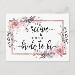 Postale Carte de recette de mariage rose et or rose encadr